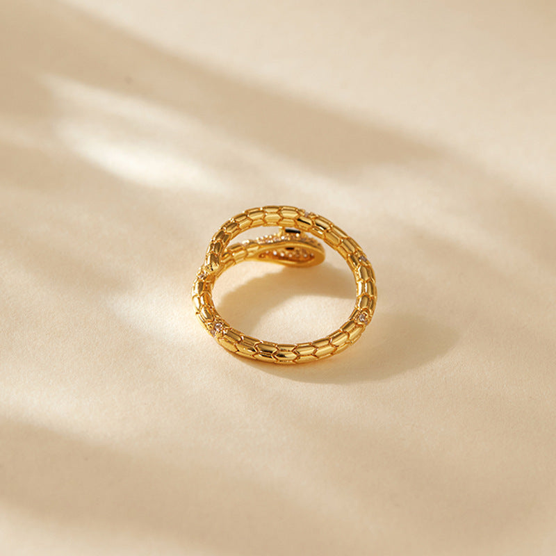 Snake-shaped Index Finger Ring Copper Plating 18K Real Gold Color Retention