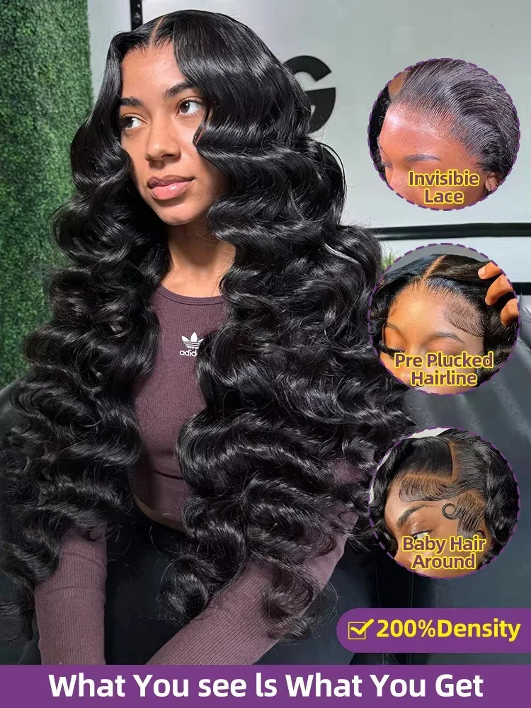 Mossily 220 Density Loose Wave 13x4 HD Lace Front Wig 40 Inch Brazilian Curly Deep Wave 13x6 Lace Frontal Human Hair Wigs Women