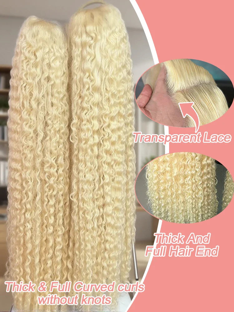40 Inch Honey Blonde 613 HD Lace Frontal Wig 13x6 Curly Wigs Preplucked Loose Deep Wave Wigs Human Hair 13x4 Lace Frontal Wig