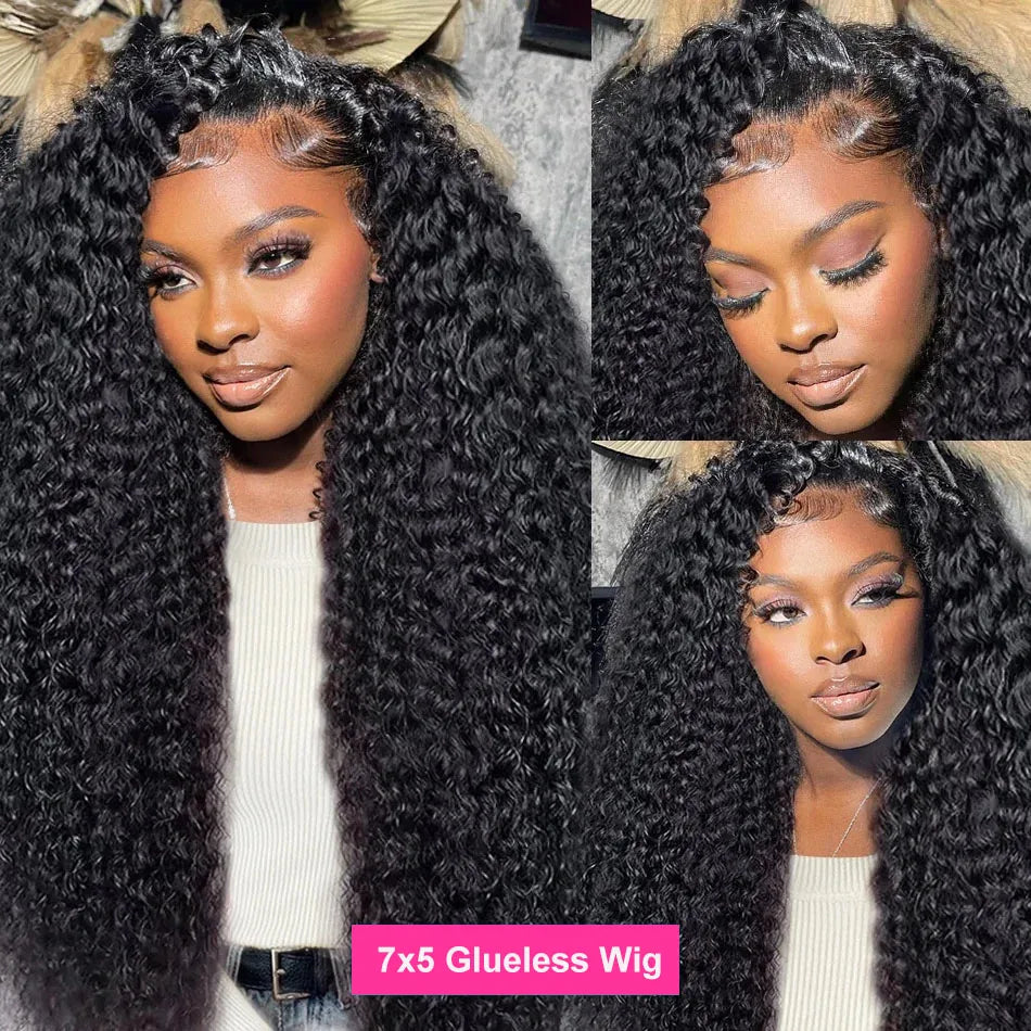 Cexxy Glueless Wig Human Hair Ready To Wear Curly 7x5 Lace Closure Deep Wave Frontal Wig 13x4 Hd Lace Bleached Knots For Women