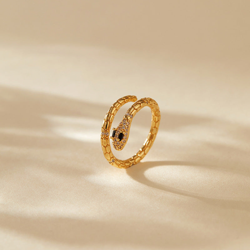 Snake-shaped Index Finger Ring Copper Plating 18K Real Gold Color Retention