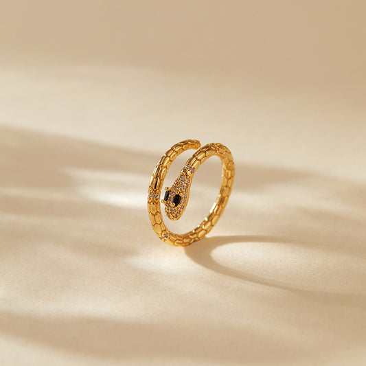 Snake-shaped Index Finger Ring Copper Plating 18K Real Gold Color Retention