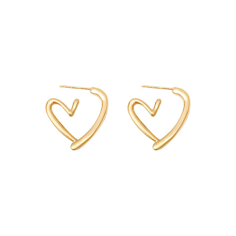 Silver Needle Retro Geometric Metal Earrings Female Niche Temperament