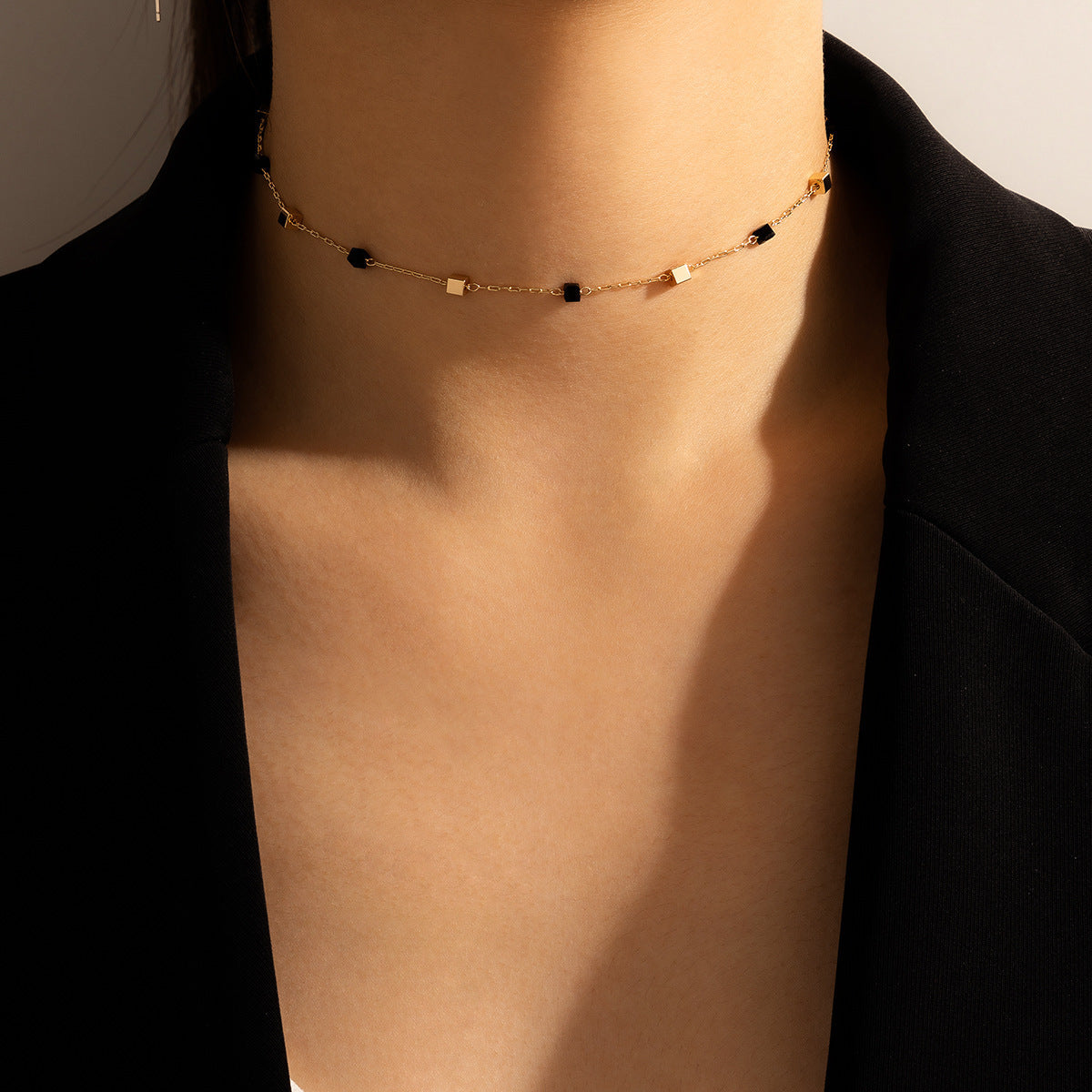New Simple Three-dimensional Square Necklace Bracelet For Women